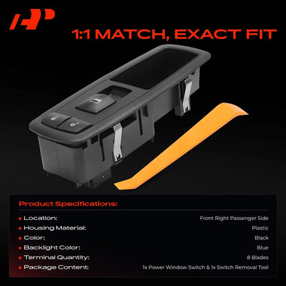 Front Right Power Window Switch for Dodge Grand Caravan (2012–2020) 68110864AA, 68298864AA, DWS1835