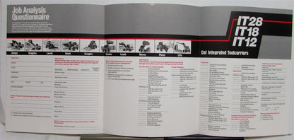 Caterpillar IT28 Integrated Toolcarrier Job Analysis Survey Tri-Folder