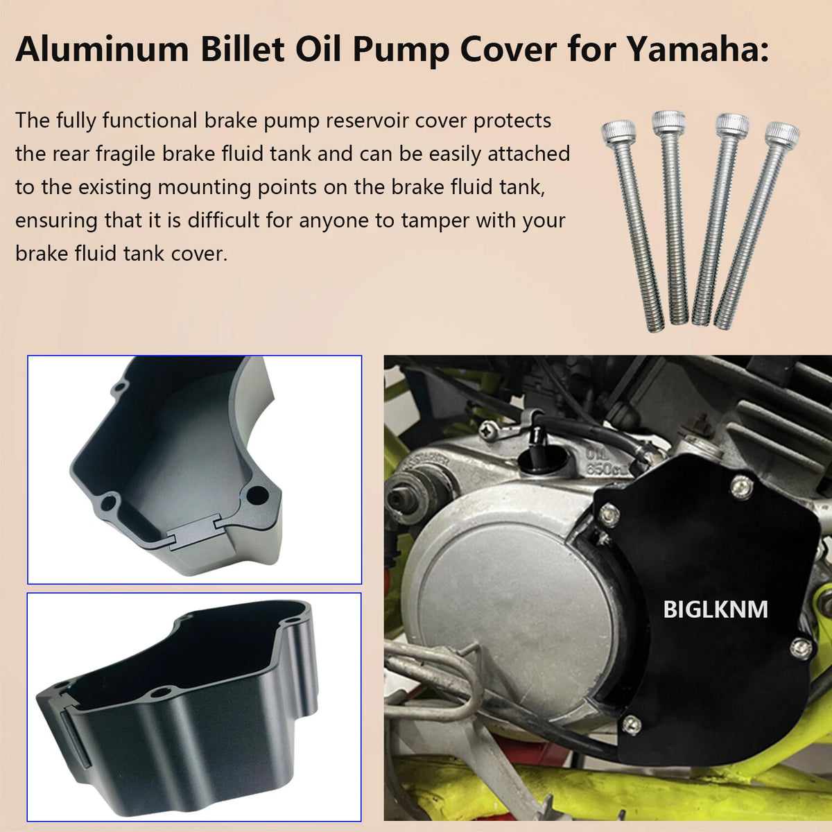 Black Billet Oil Pump Cover with Bolts for Yamaha Blaster YFS200 (1988–2006) 37F-15416-00-00