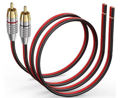 2X Speaker Bare Wire to RCA Plugs Adapter for Universal Use