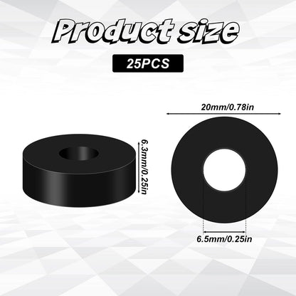 25 PCS Rubber Washers for Automotive Applications (3/4 Inch OD x 1/4 ID)