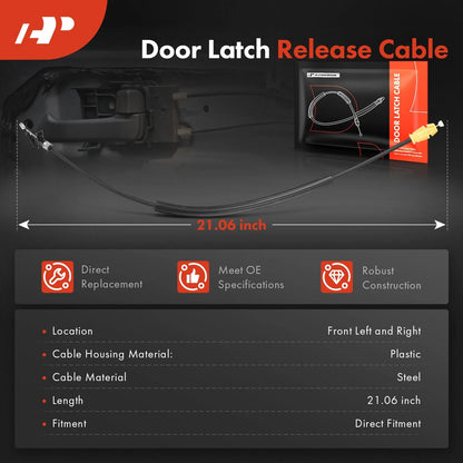 2X Door Latch Release Cable for Pontiac G6 (2005–2010) 20819385, 20846342, 924-381