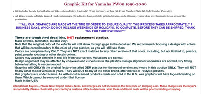 Graphic Stickers + PLT Decals for Yamaha PW80 (1996–2006)