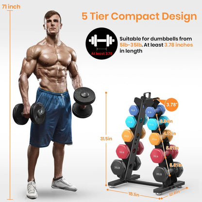 5 Tier Dumbbell Rack Stand for Home