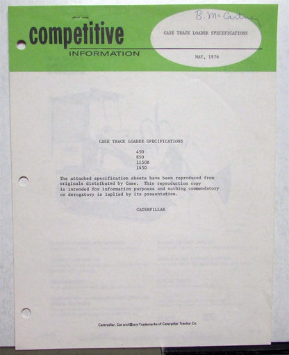 Track Loader Parts for Caterpillar (1976)