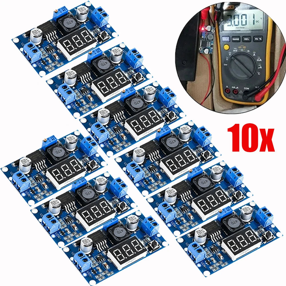 10X LM2596 Step-down Power Converter Module DC 2.5-40V with LED Voltmeter