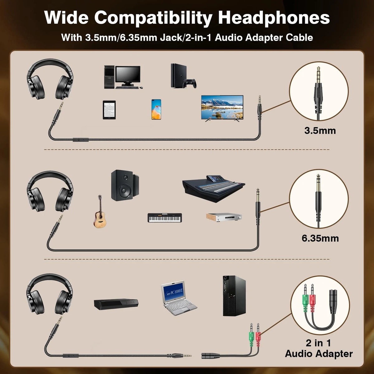 Studio Headphones with 50mm Drivers for Professional Use