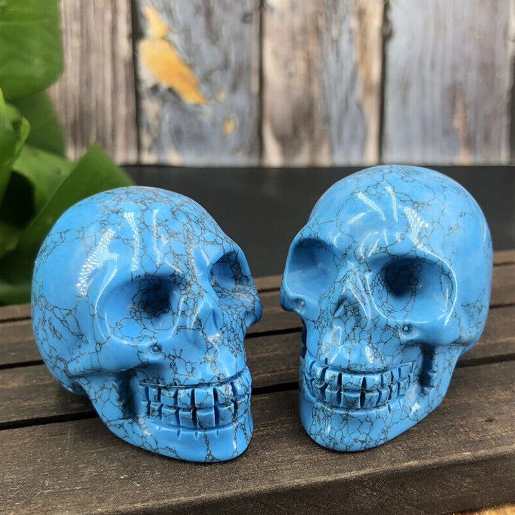 2" Turquoise Skull Hand Carved Quartz Crystal Skulls for Car (1 PCS)