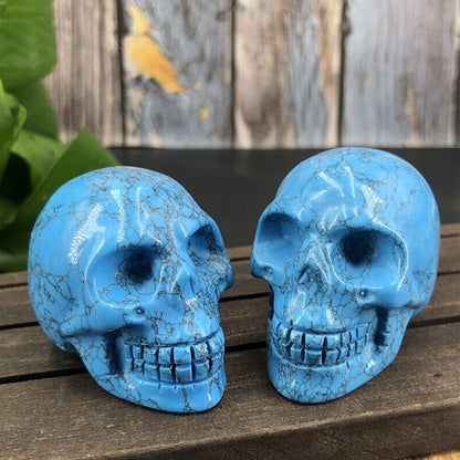 2" Turquoise Skull Hand Carved Quartz Crystal Skulls for Car (1 PCS)