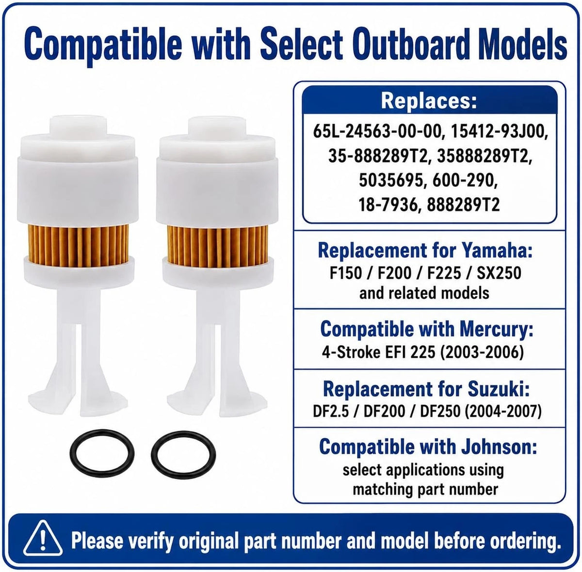 2 Pack Fuel Filter Element Replacement for Marine Outboard