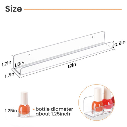 Set of 6 Clear Acrylic Shelves for Wall Display (12")