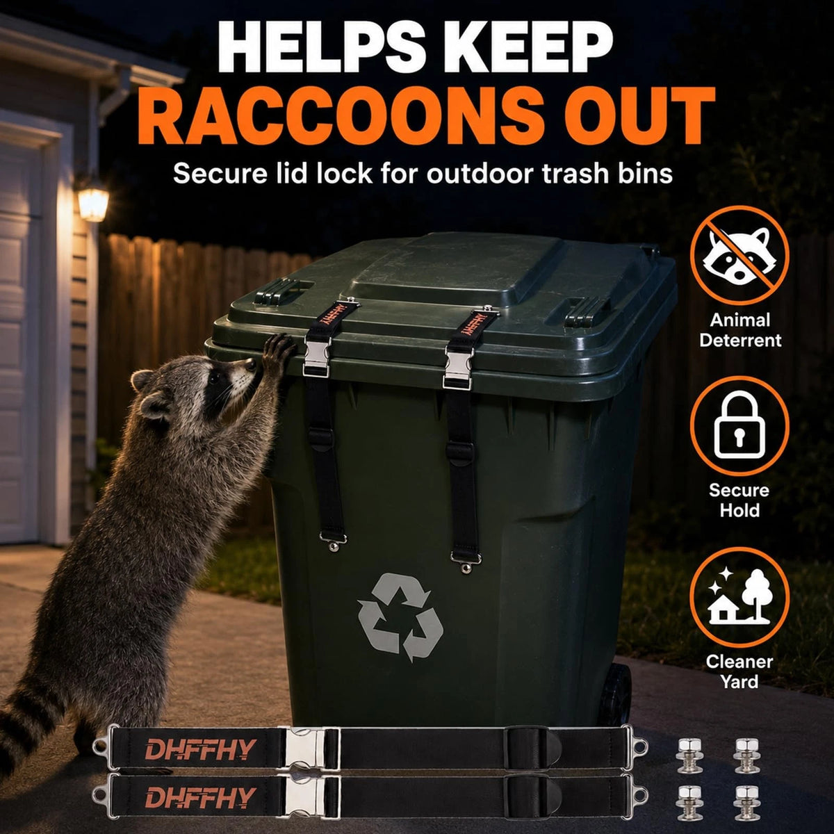 4PCS Heavy-Duty Bear Proof Trash Can Locks for