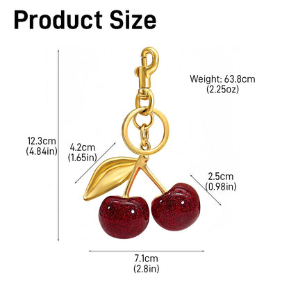 Cherry Keychain for Women - Cute Sparkling Mini, Red
