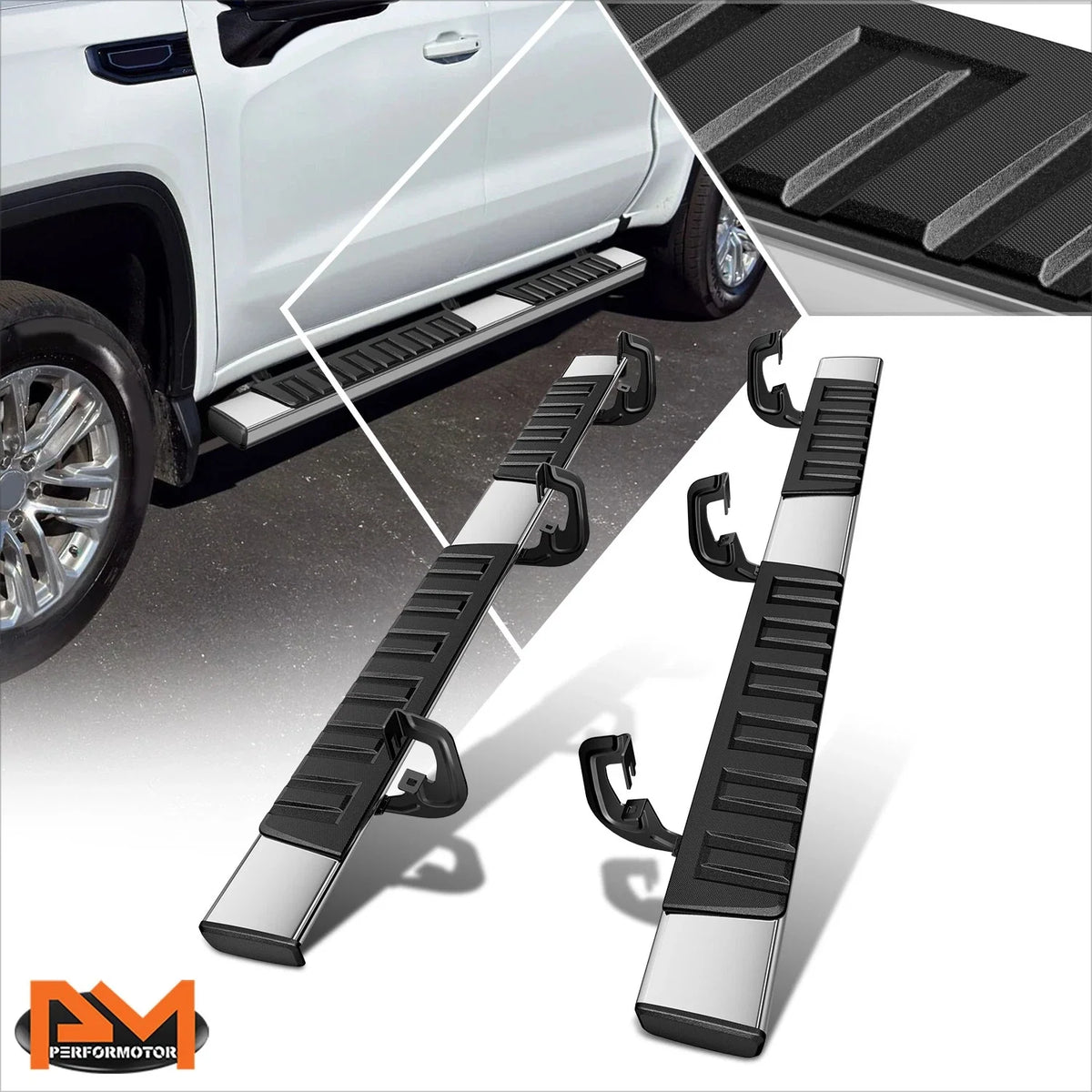 Chrome Side Step Nerf Bars Set of 2 for 2007-2019 Silverado/Sierra