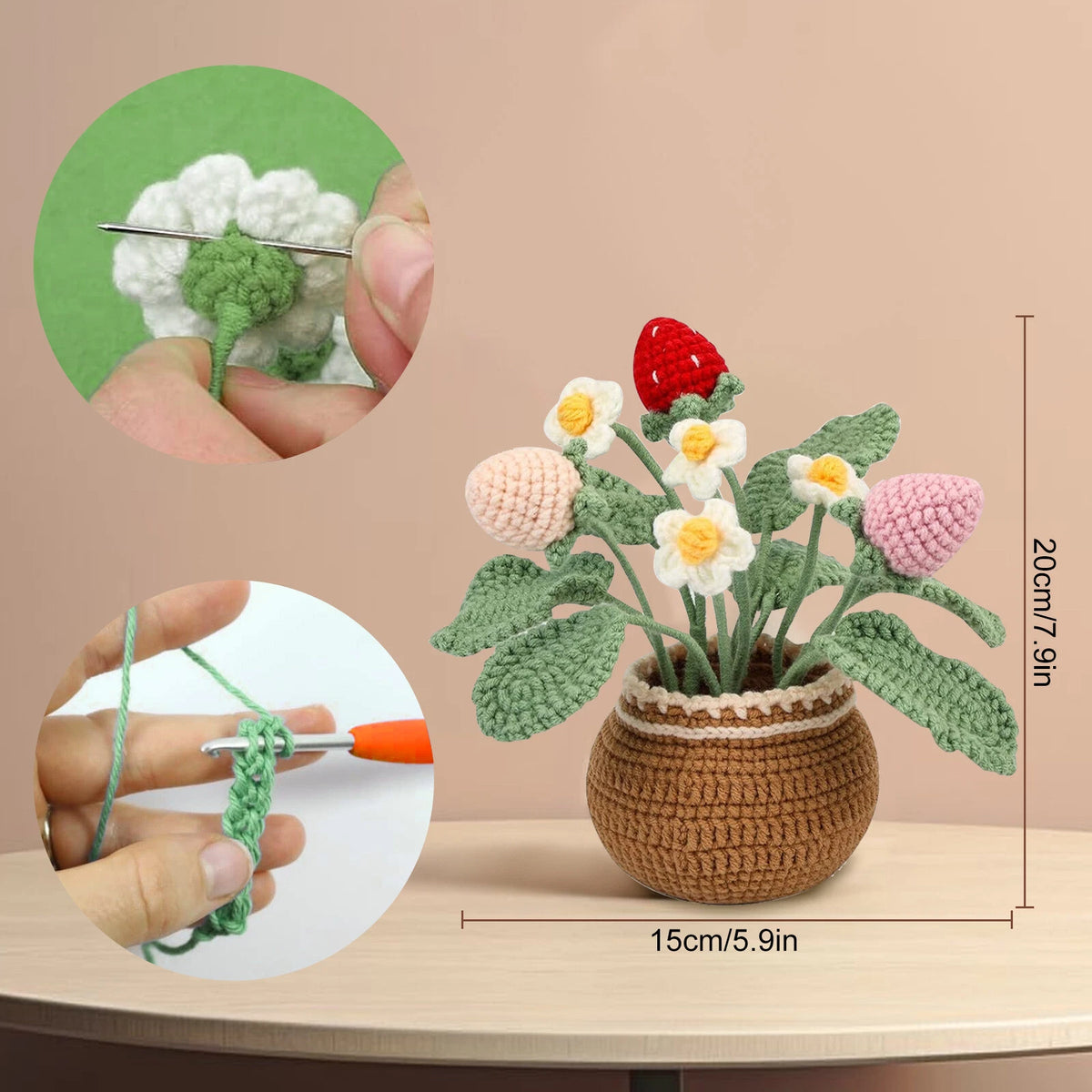 Crochet Kit for Beginners - Flower Strawberry Plant with Tutorials