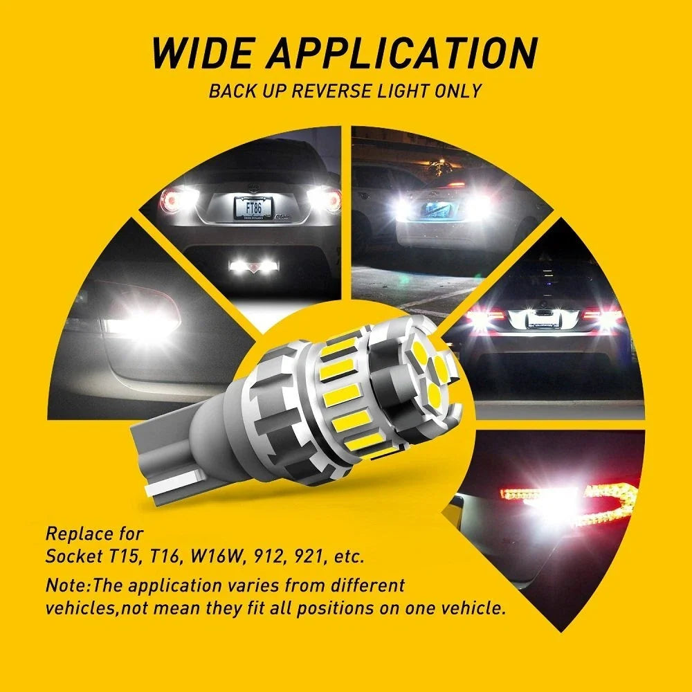 2X AUXITO 921 912 T15 LED Reverse Backup Light Bulb 2400LM 6500K
