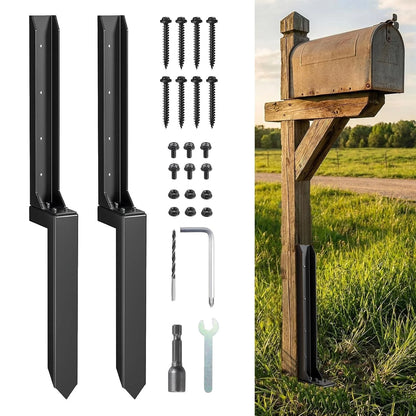2-Pack Heavy Duty Steel Fence Post Repair Kit for 4x4/6x6 Posts