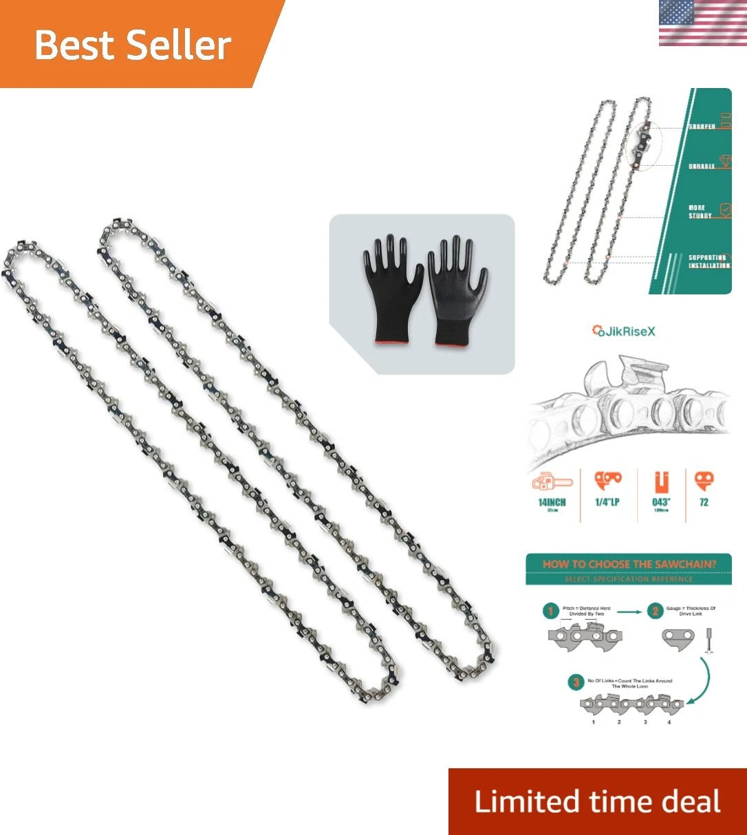 14 Inch Chainsaw Chain for Stihl & More (Compatible)