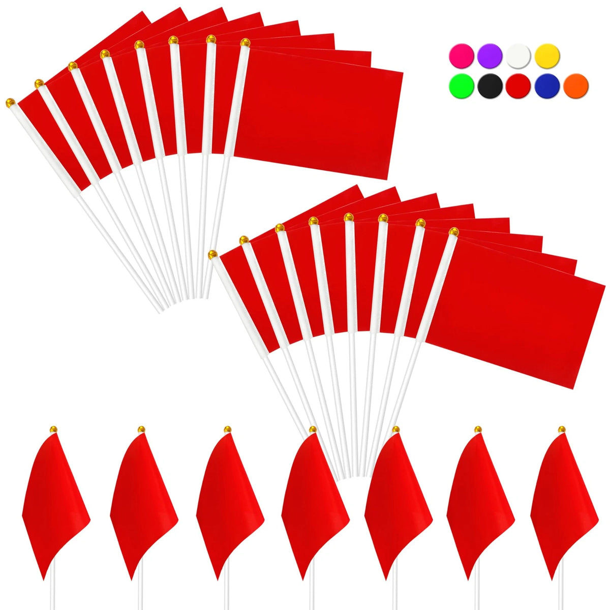 25 Pack Mini Red Flags for DIY Party Decor