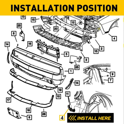 2X Front Bumper Retainer Brackets for Dodge Challenger (2015–2021)