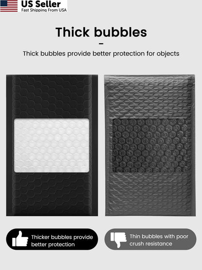 50 Pack Black Bubble Mailers 4x8 Padded Shipping Envelopes