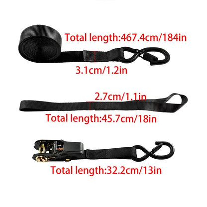 Cargo Moving Ratchet Tie Down Straps 4 Pack with S Hooks