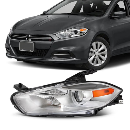 Chrome Left Driver Side Headlight for 2013-2016 Dodge Dart