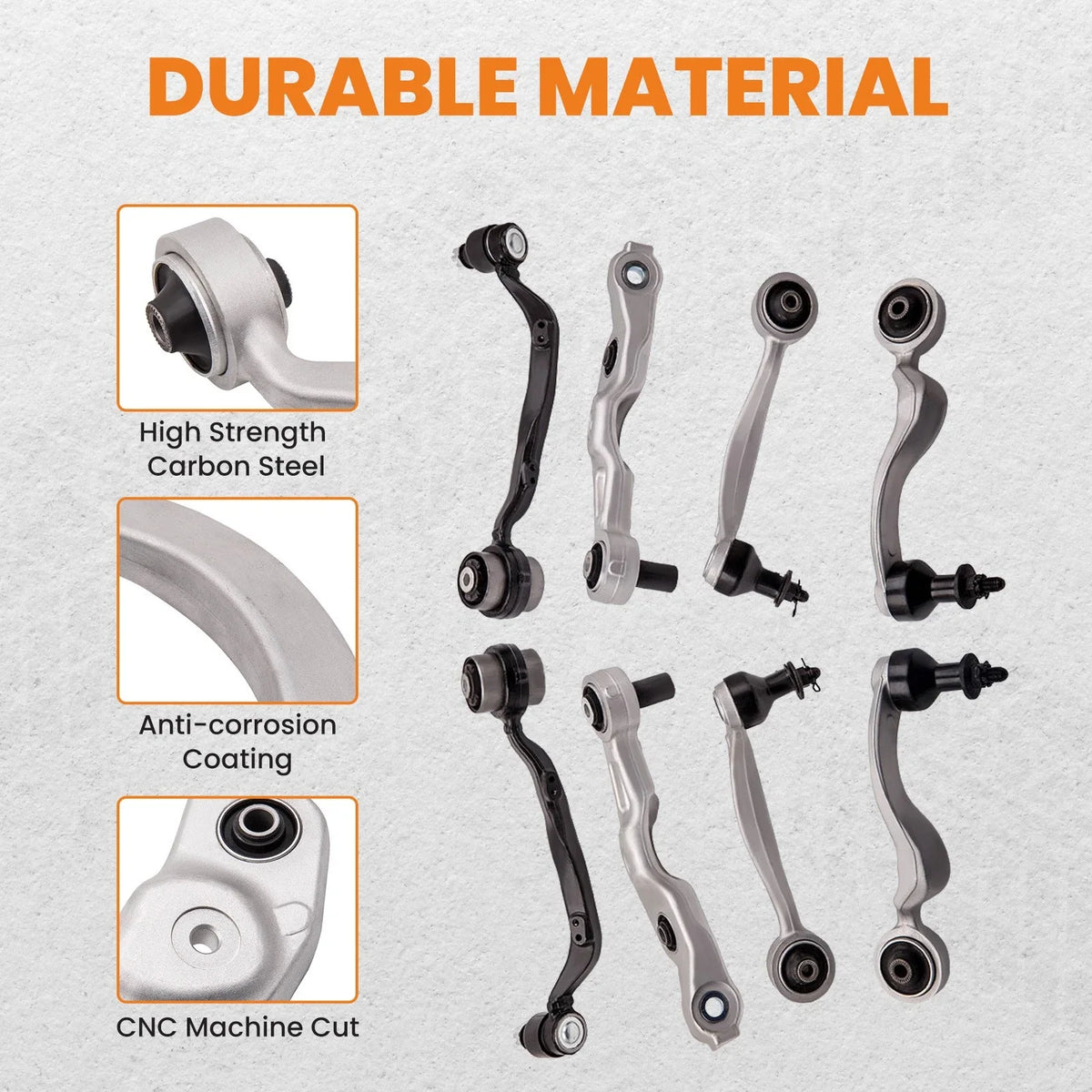 8 Pcs Control Arms for RWD Lexus LS460 2009-2017 in Black & Silver