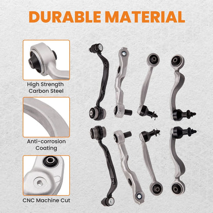 8 Pcs Control Arms for RWD Lexus LS460 2009-2017 in Black & Silver
