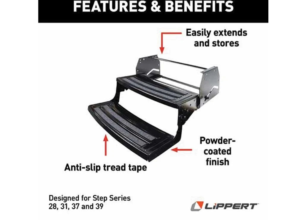 Lippert 432682 Radius Manual RV Step for RVs (24" Wide Double 8" Step)