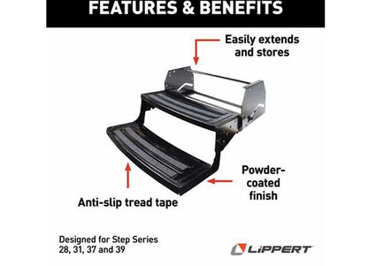 Lippert 432682 Radius Manual RV Step for RVs (24" Wide Double 8" Step)