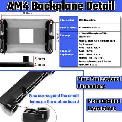 AMD AM4 Backplate for CPU Heatsink Bracket (Black)