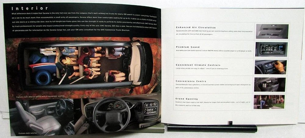 Savanna Passenger Van Sales Brochure for GMC Trucks (2001)