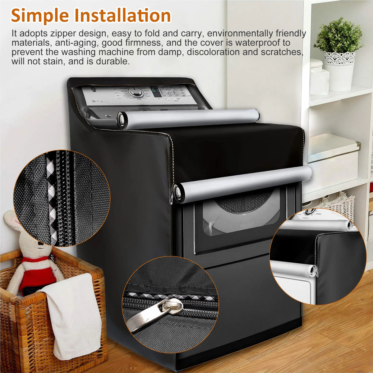 Washing Machine Cover for Washer Dryer (Dustproof, Sunproof, Waterproof)