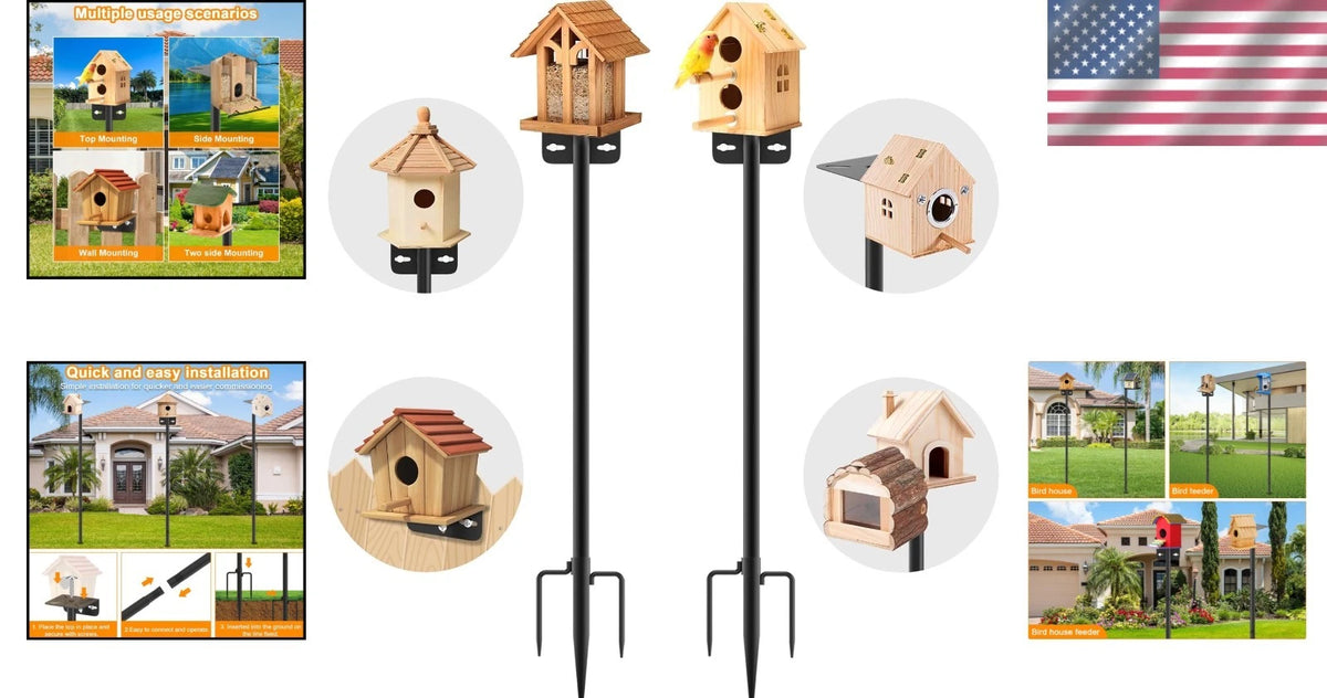 2X 80 Inch Adjustable Bird Feeder Pole - Rustproof Design