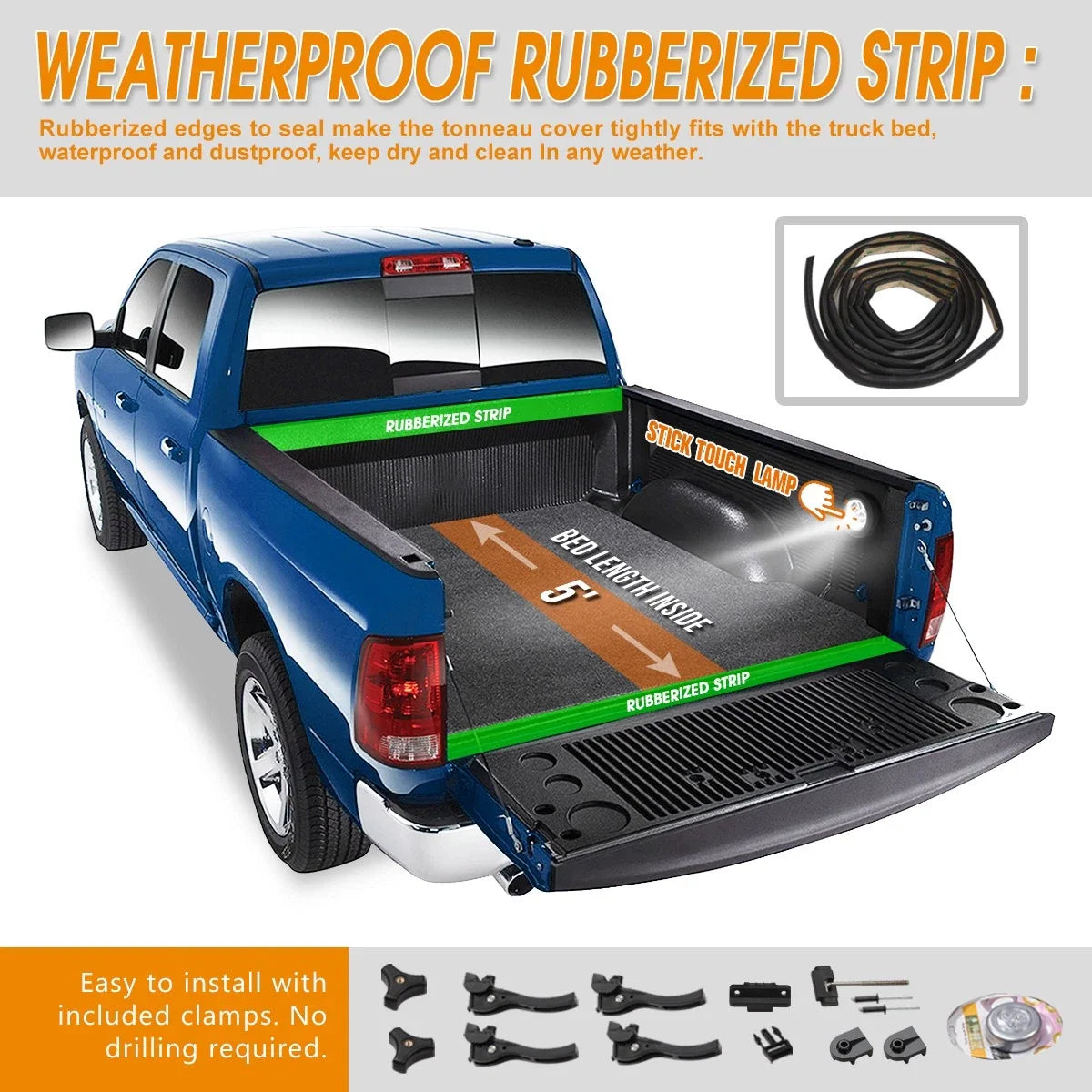 Hard Solid Tri-Fold Tonneau Cover for Nissan Frontier (2005–2021) 5ft Bed