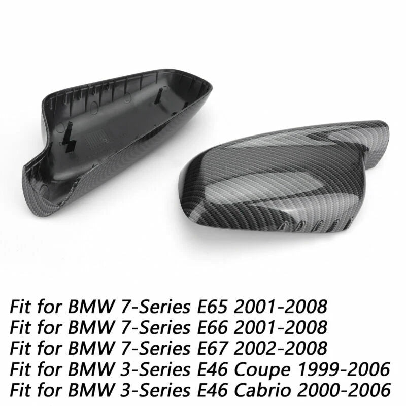 1 Pair Mirror Cover Cap for BMW E46 E65 E66 (51167074236, 51167074235)