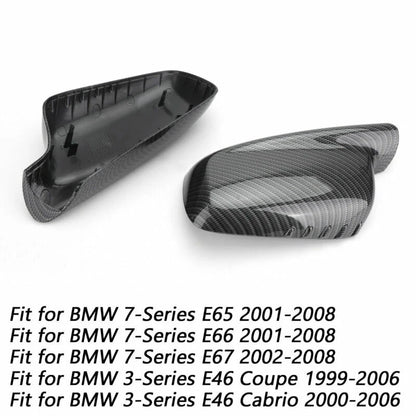 1 Pair Mirror Cover Cap for BMW E46 E65 E66 (51167074236, 51167074235)