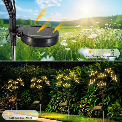 2X Solar Garden Lights for Swaying Starburst Effect (Water Resistant)