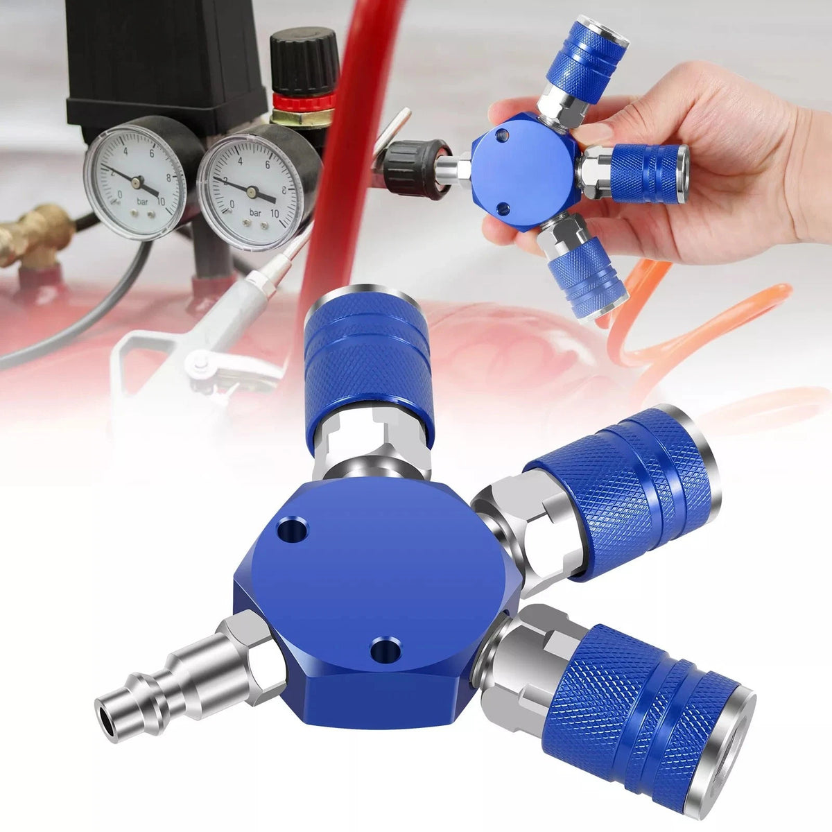3 Way Quick Connect Air Manifold for Air Tools (1/4")