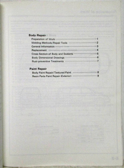 Service Shop Body Repair Manual for Isuzu Oasis (1996)