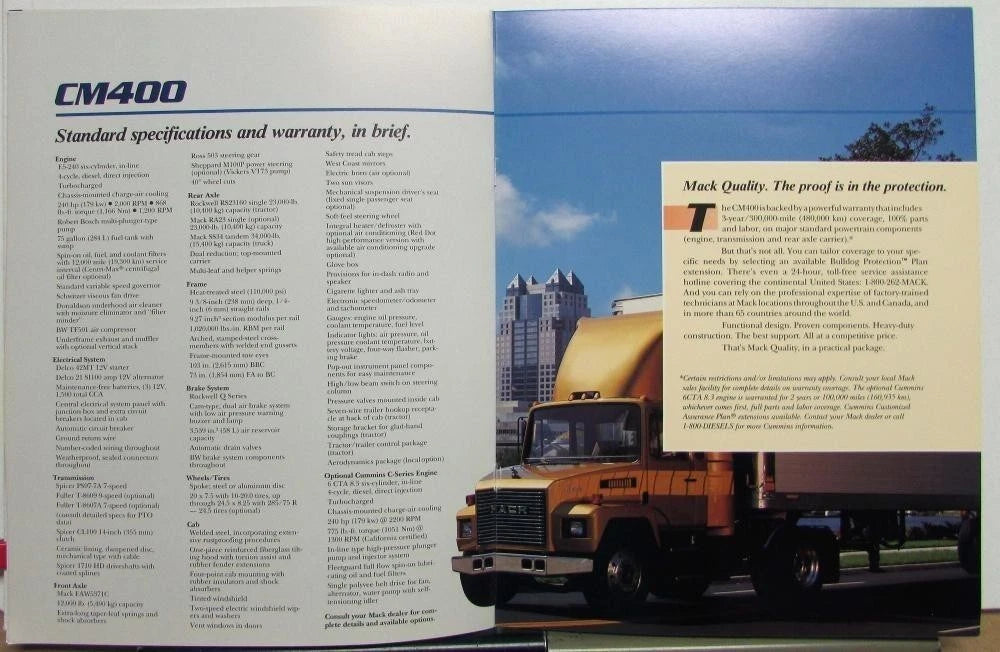 Mack Trucks CM 400 Sales Brochure (1989)