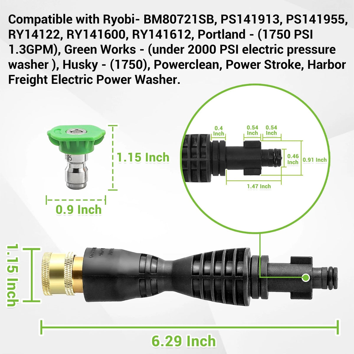 Pressure Washer Gun Adapter with 1/4” Quick Connector (6 Inch)