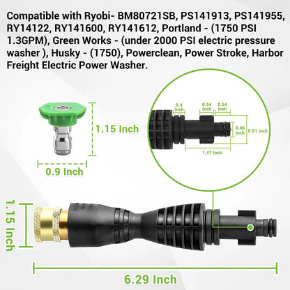 Pressure Washer Gun Adapter with 1/4” Quick Connector (6 Inch)