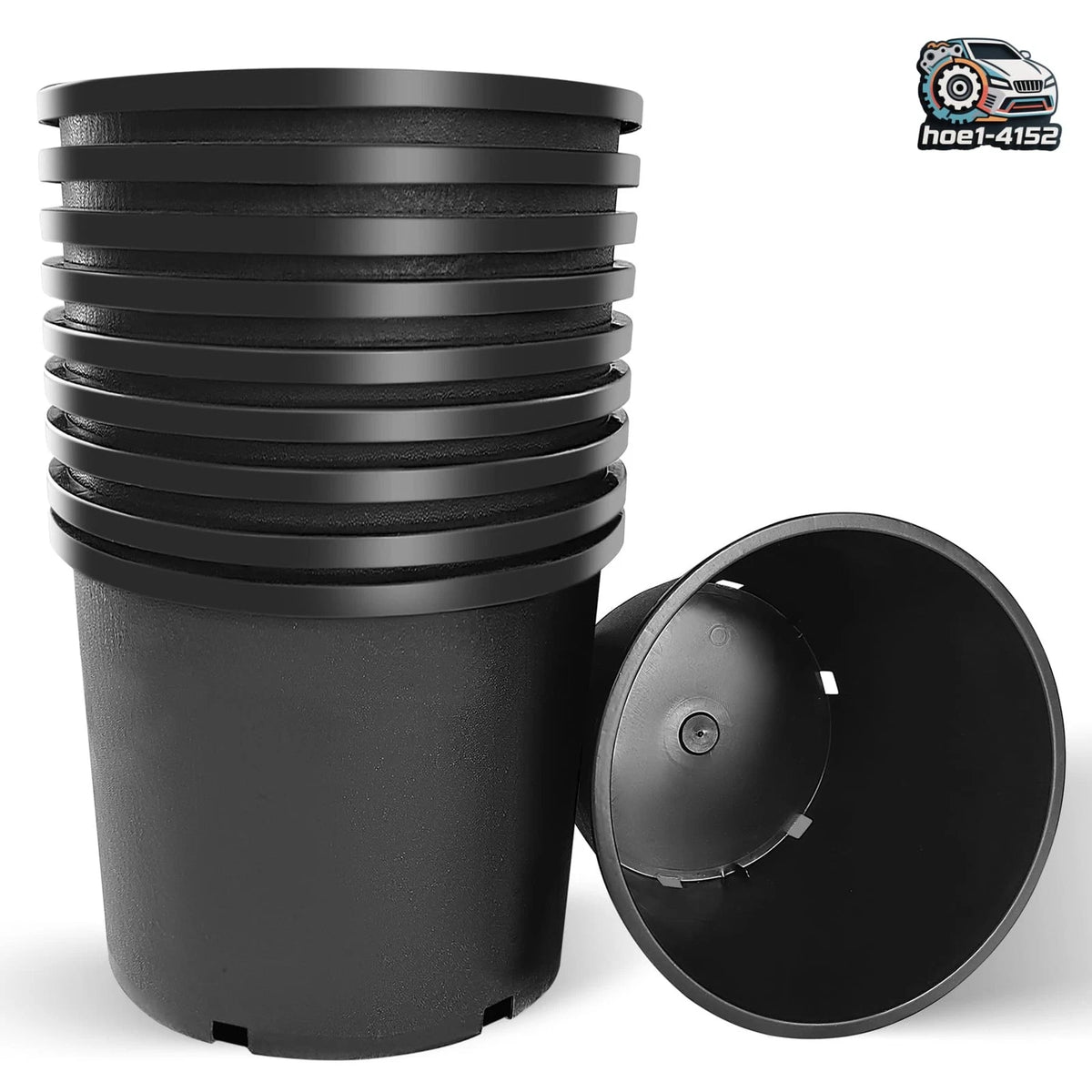 Set of 10 Black Round Plastic Nursery Pots 7 Gallon for Plants