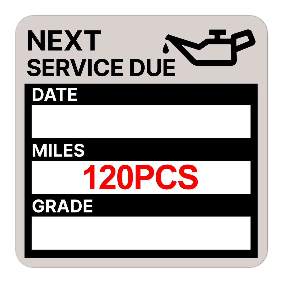 120 Pcs Oil Change Sticker Static Cling 2”x 2”