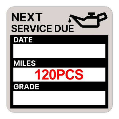 120 Pcs Oil Change Sticker Static Cling 2”x 2”