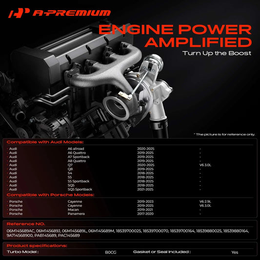 Turbocharger for Audi Q7 (2020–2025), Porsche Cayenne (2019–2025), Macan, 06M145689M, 06M145689J, 06M145689AC, 06M145689L, 9A714568900
