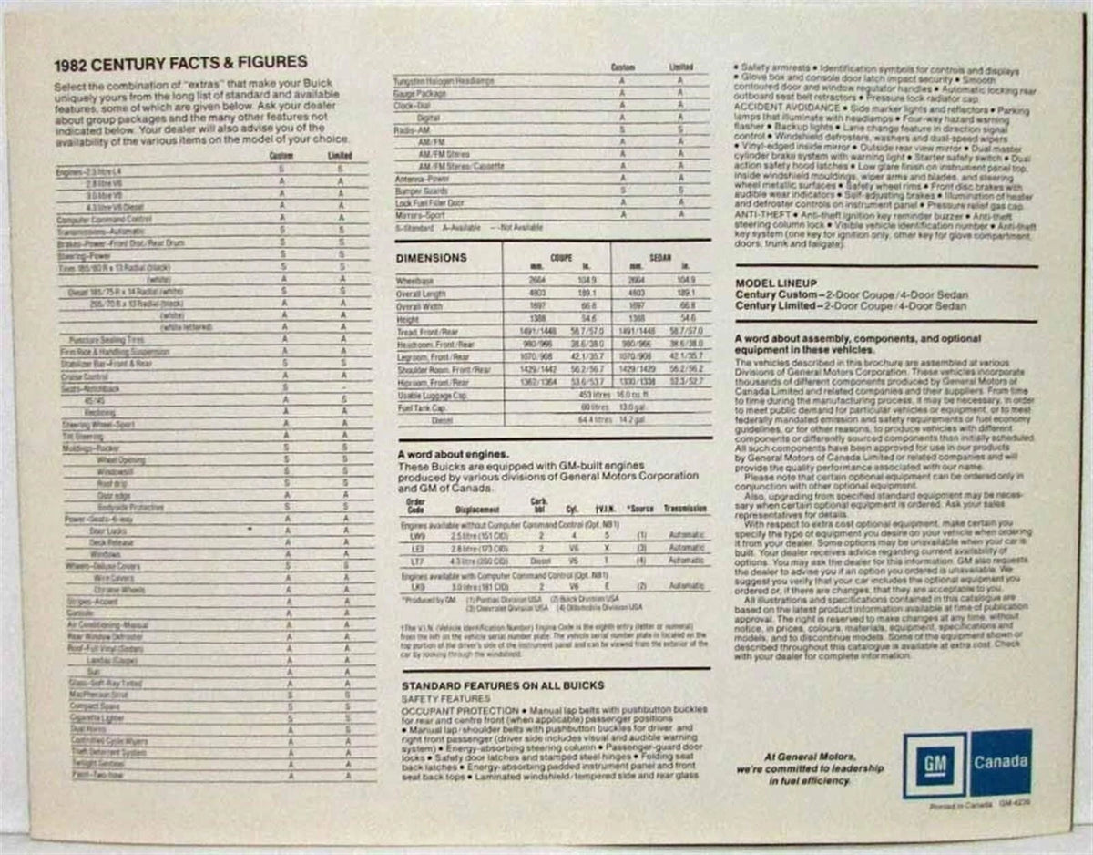 Sales Folder for Buick Century (1982)
