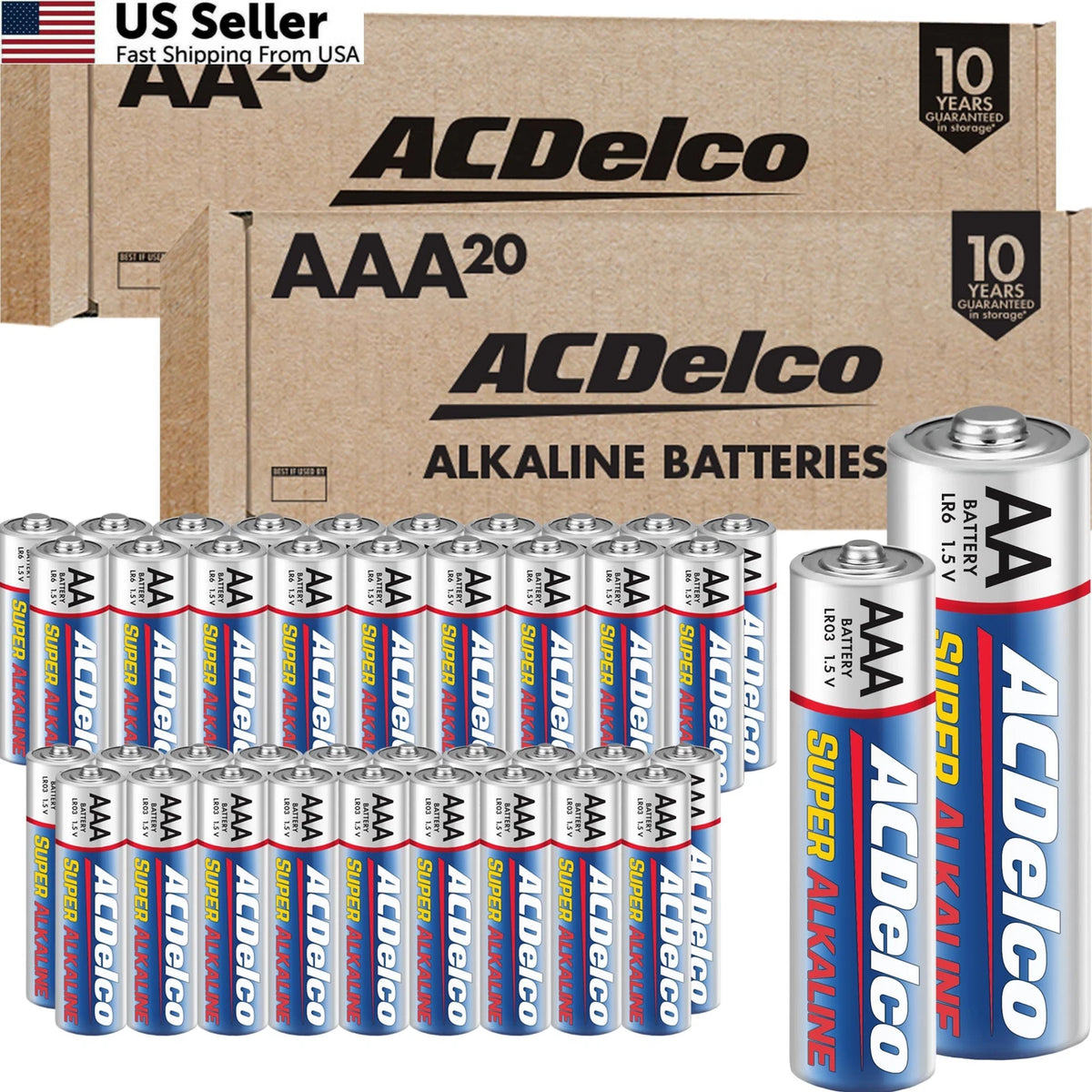 40 Count Powermax ACDelco AA AAA Batteries